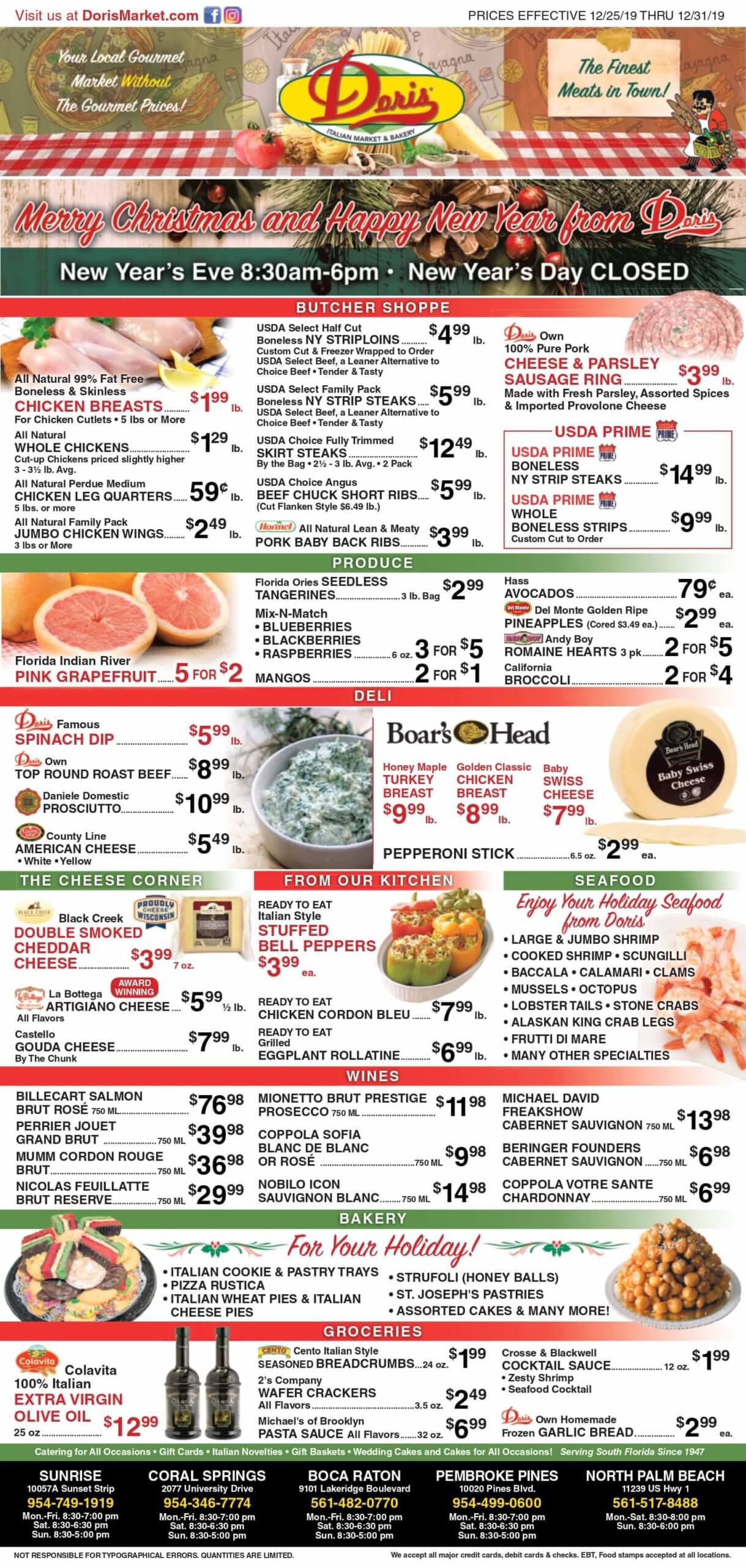 South fl specialty market bakery weekly ad doris italian market