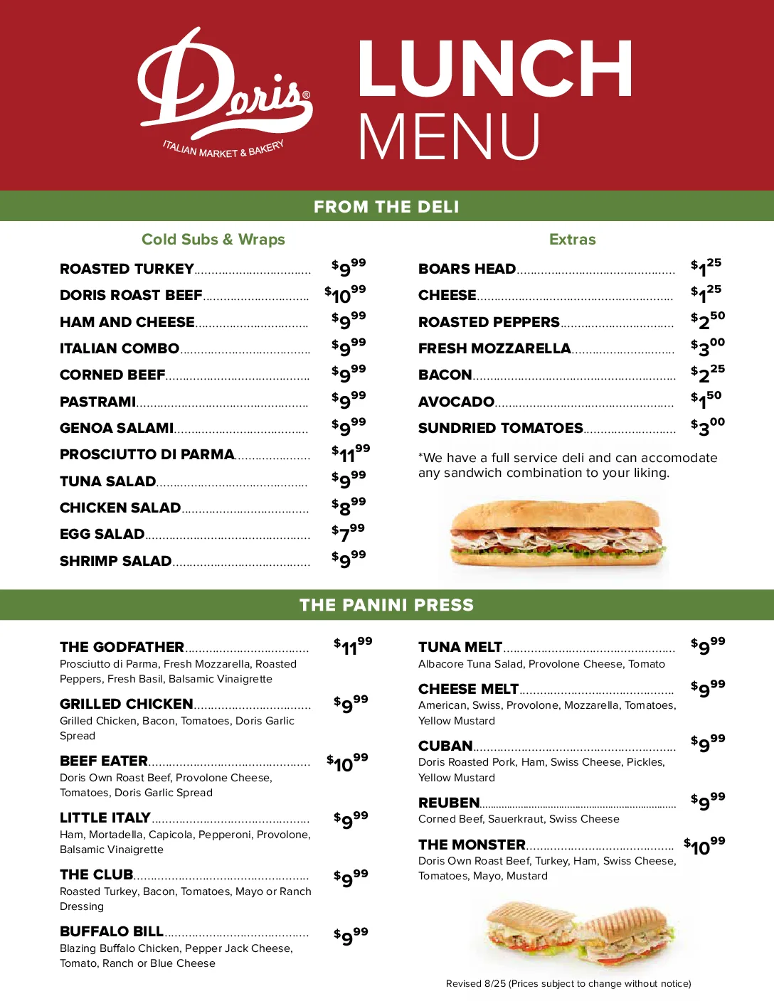 LUNCH MENU NPB 2025 FULL