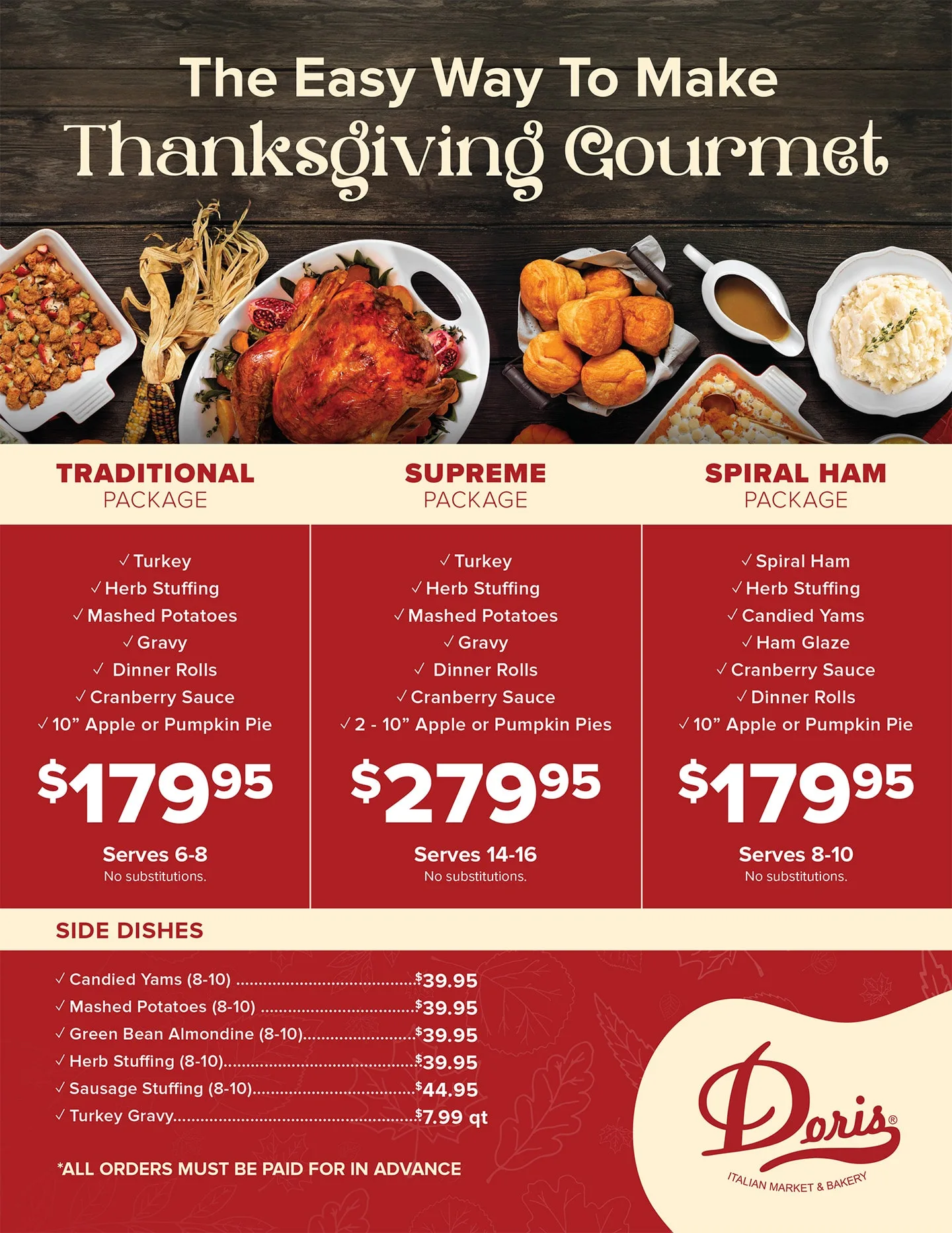 Doris Thanksgiving Packages Flyer 2025