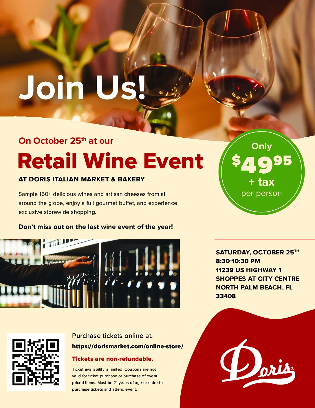 October 25th North Palm Beach - Wine Event Ticket