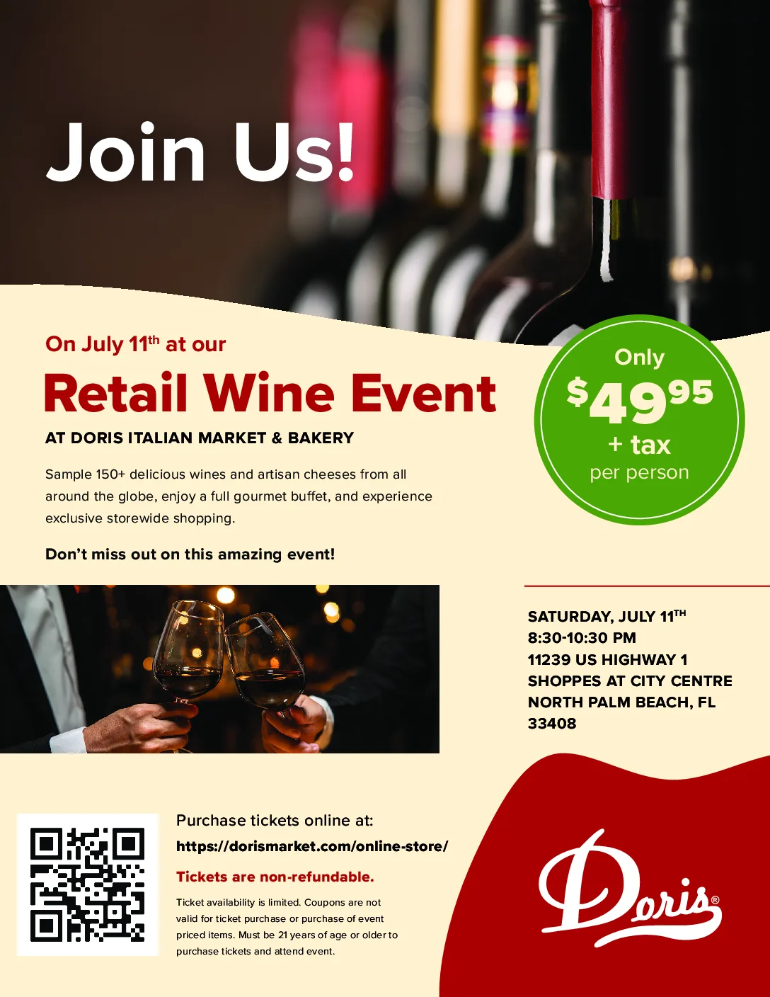 July 11th North Palm Beach - Wine Event Ticket